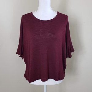 Bobeau Basic Flutter Sleeve Cropped T-Shirt Small